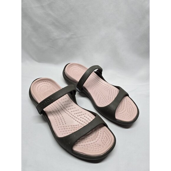 Crocs Cleo Strappy Sandals Women's Size 8 Pink/Brown Dual Strap - Picture 1 of 11